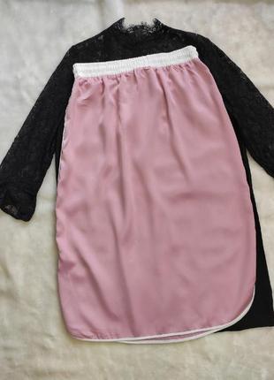 Розовая длинная юбка миди спортивная с разрезами сбоку на резинке атласная шелковая reserved10 фото