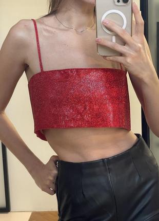 Топ со стразами zara