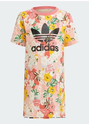 Детское платье футболка в цветочный принт adidas