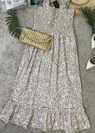 Літня сукня міді у квітковий принт №1467 фото