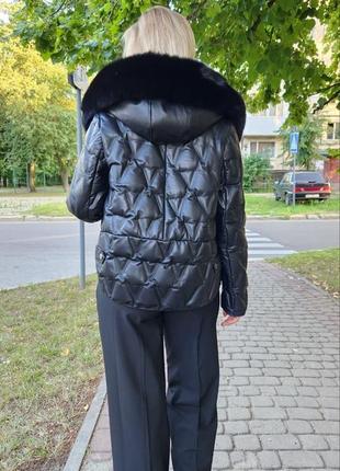 Акція!! жіночий шкіряний пуховик