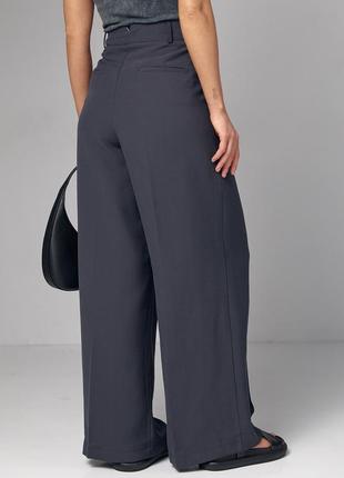 Женские широкие брюки-палаццо со стрелками - темно-серый цвет, l (есть размеры)2 фото
