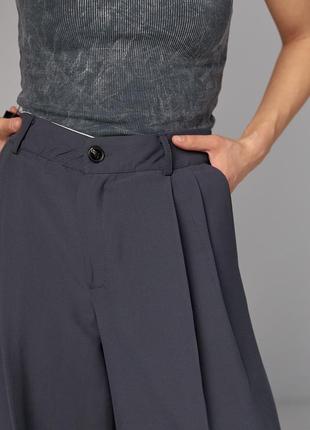 Женские широкие брюки-палаццо со стрелками - темно-серый цвет, l (есть размеры)4 фото