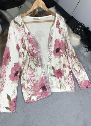 Потрясающий кардиган дизайнерский натуральный кардиган декорирован бисером ручная работа