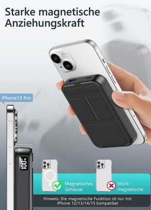 Gxorul power bank, магнитный 12000 мач, беспроводной повербанк павербанк magsafe с быстрой зарядкой pd 22,5 вт2 фото