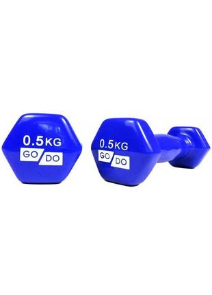 Гантель для фітнесу з вініловим покриттям 2шт godo gd-0.5bl топ