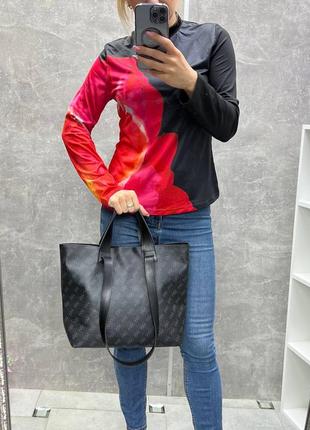 Жіноча стильна та якісна сумка шоппер зі штучної шкіри чорна3 фото