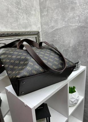 Жіноча стильна та якісна сумка шоппер зі штучної шкіри чорна5 фото