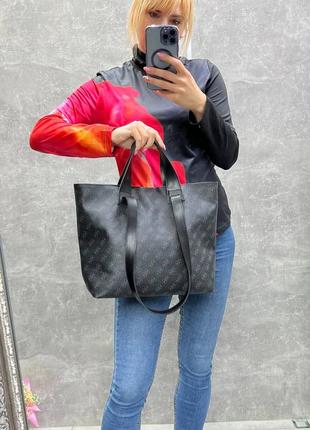 Жіноча стильна та якісна сумка шоппер зі штучної шкіри чорна2 фото
