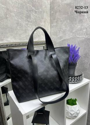 Женская стильная и качественная сумка шоппер из искусственной кожи черная1 фото