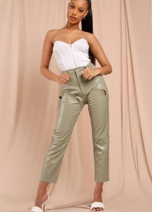 Стильні штани еко шкіра пітон висока посадка прямі