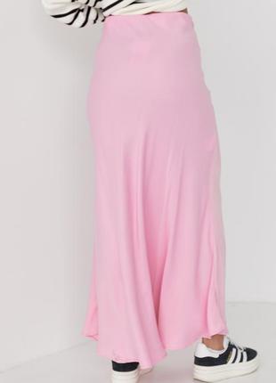Длинная атласная юбка на резинке - розовый цвет, s (есть размеры)2 фото
