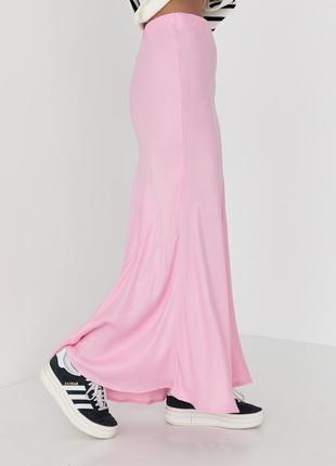 Длинная атласная юбка на резинке - розовый цвет, s (есть размеры)4 фото