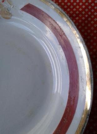 Тарелка мелкая десертная с позолотой винтаж ссср клеймо барановка 20 см