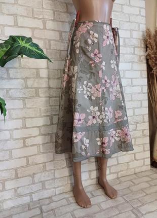 Фирменная monsoon юбка миди со 100%хлопка и 100% шелка в цветах размер л-хл3 фото
