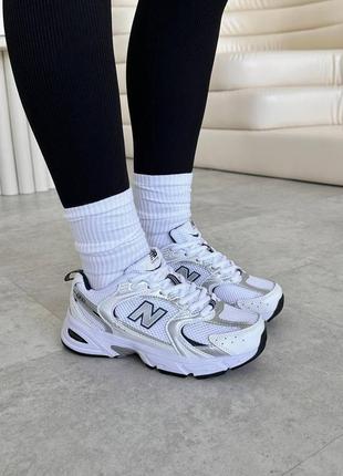 New balance 53o white silver blue жіночі кросівки нью беланс 53о