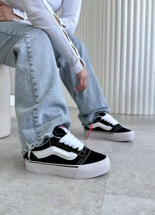 Vans knu skool black white женские кеды кроссовки ванс кну скул
