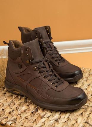 Чоловічі черевики 16862 коричневі нубук шкіра10 фото