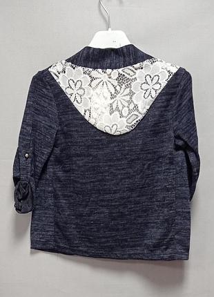 Кардиган дитячий синій з гіпюровими квітами