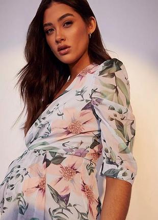 Женское цветочное длинное платье. размер хс/с. boohoo