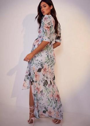 Женское цветочное длинное платье. размер хс/с. boohoo