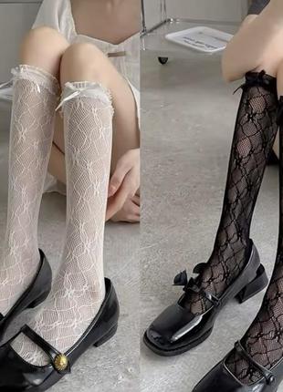 Гольфы 2 цвета с бантом в стиле лоза