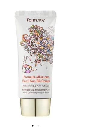 Bb-крем з екстрактом равлика farmstay all-in one snail sun bb cream
