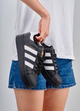 Adidas superstar platform black