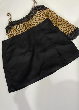 Льняная юбка h&m с разрезом