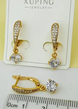 Серьги "волшебность" в рассыпке камней, англ.замок, медицинское золото xuping 18к