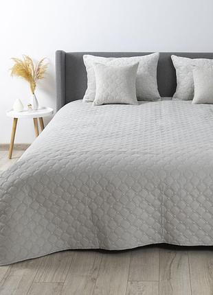 Покривало теп "velour" 180*240 см світло сірий/ромб круглий