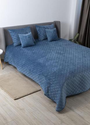 Покрывало тэп "velour" 180*240 см синий/ромб круглый