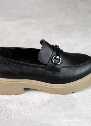 Лоферы женские кожаные 588241 черные