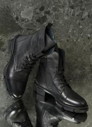 Чоловічі черевики 16791 чорні шкіра7 фото