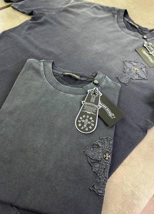 Футболка chrome hearts серая2 фото