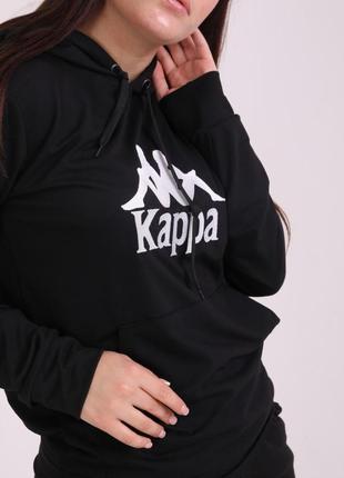 Худи kappa чёрный с вышитым логотипом3 фото