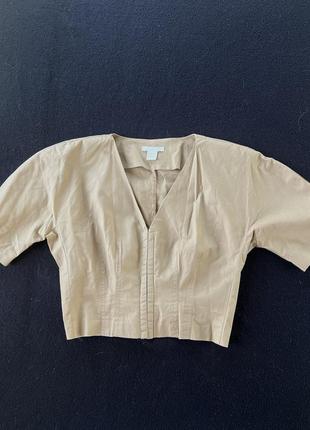 Блюза рубашка корсет песочного цвета h&m укороченная