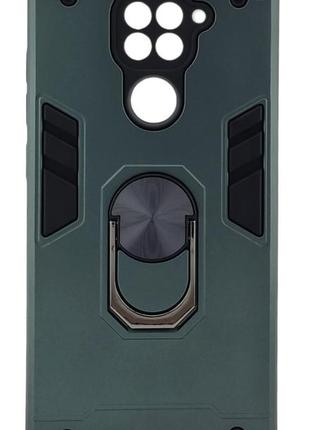 Ударостійкий чохол armored ring для xiaomi note 9 бампер із підставкою зелений