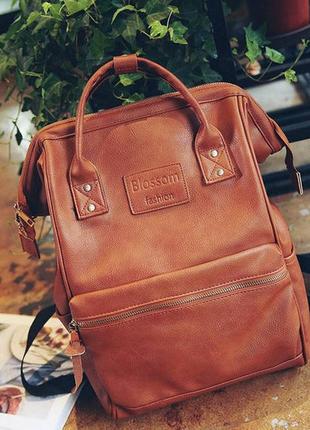 Женский шикарный и качественный рюкзак сумка для девочек коричневый