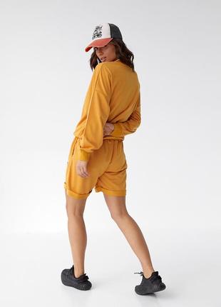 Шорты и свитшот с вышивкой coastmoda - горчичный цвет, l (есть размеры)2 фото