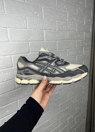 Мужские кроссовки asics gel-nyc brown beige акс бежевого с коричневым цветами2 фото