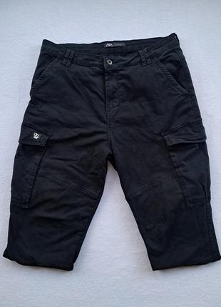 Женские чёрные карго брюки zara dr wr