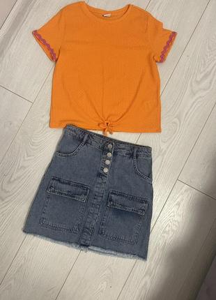 Джинсова юбка + поп waikiki