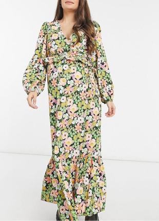 Длинное платье на запах asos в цветочный принт