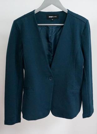 Пиджак жакет темно-зеленый на одну пуговицу eksept