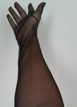 Длинные фатиновые перчатки черные перчатки из сеточки перчатки из сетки прозрачные варежки