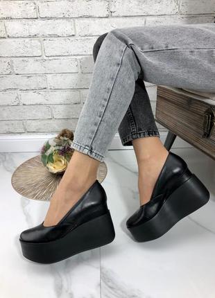 35-41 рр. туфли натуральная кожа/ замша на танкетке черные, белые, красные, серебро, розовые