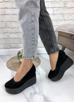 35-41 рр. туфлі натуральна шкіра/ замша на танкетці чорні, білі, червоні, срібло, розові3 фото