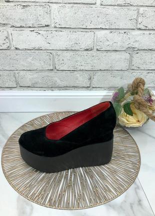 35-41 рр. туфлі натуральна шкіра/ замша на танкетці чорні, білі, червоні, срібло, розові4 фото