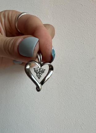 Подвеска кулон серебристый сердце ♥️